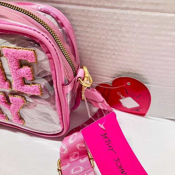 Betsey Johnson  XOCHEER Kitsch Football Clear Stadium Bag Web Strap & Coinpurse - Picture 3 of 4